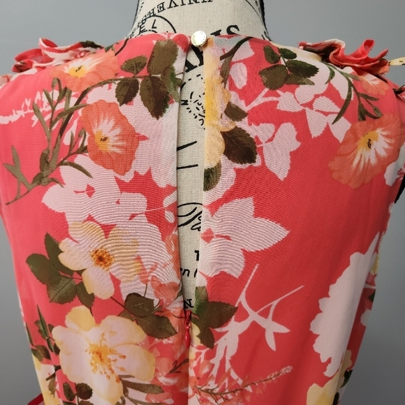 Vince Camuto Sleeveless Floral Chiffon V-Neck Fit & Flare Dress Size 6 NWT - Picture 7 of 12